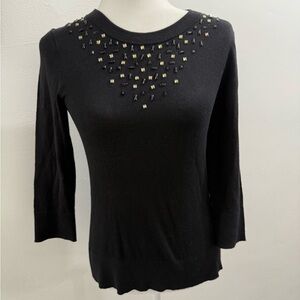 Kate Spade Black Sweater Top with Gold Embellishments Size S EUC